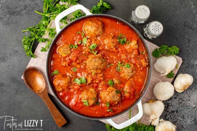 meatballs in sauce in pan