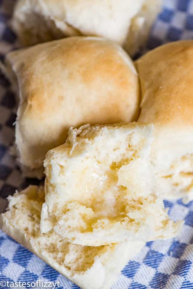A close up of food, with Mashed potato bread and butter