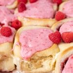 raspberry sweet rolls in a pan