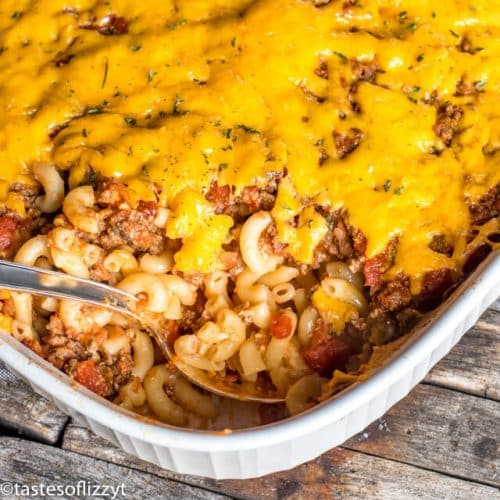 Johnny Marzetti Recipe {Easy Beef and Sausage Noodle Casserole}
