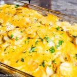 casserole dish of Potatoes Au Gratin