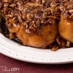 closeup of plate of pecan sticky buns