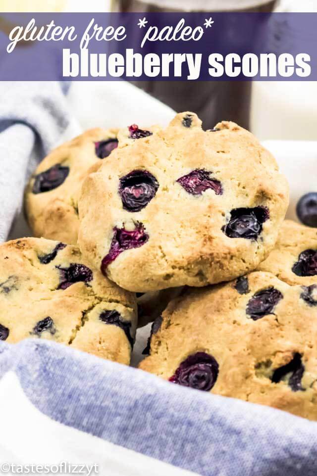 Breakfast never looked so good...or made you feel so good! Low Carb Gluten Free Blueberry Scones have fresh blueberries and a hint of lemon. This recipe uses almond flour which also makes them fit the paleo diet! #glutenfree #paleo #lowcarb #scones #blueberries