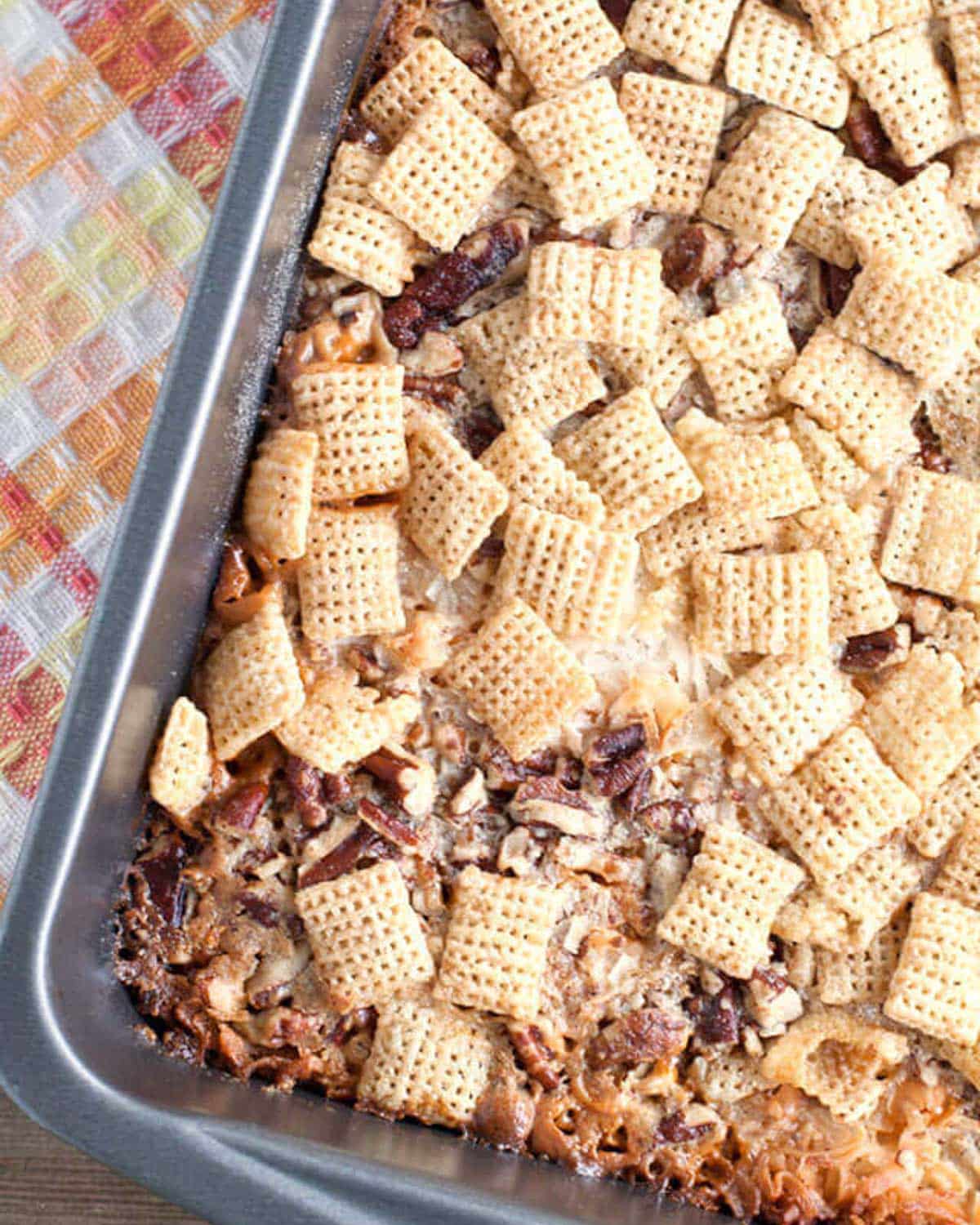 butterscotch magic bars in a pan