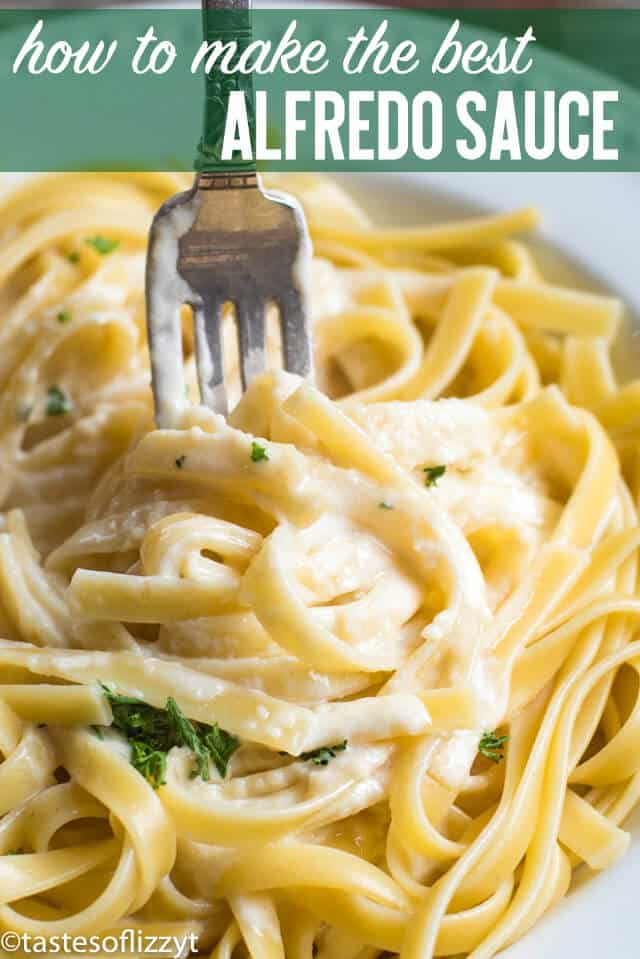 The BEST homemade Alfredo sauce recipe. Tips on how to get smooth, creamy pasta sauce for fettuccini. You'll be surprised at how easy this better-than-Olive Garden alfredo sauce is to make at home! #alfredo #fettuccini #italian #creamypastasauce #pasta #creamy #parmesan #spaghetti