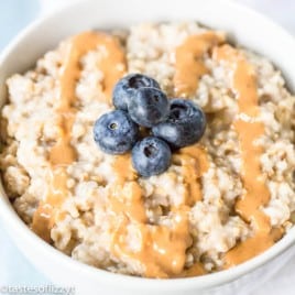 bowl of oatmeal with blueberries