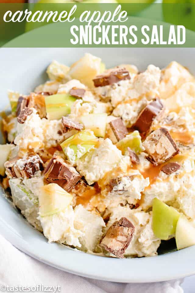 titled image (and shown): Caramel Apple Snickers Salad