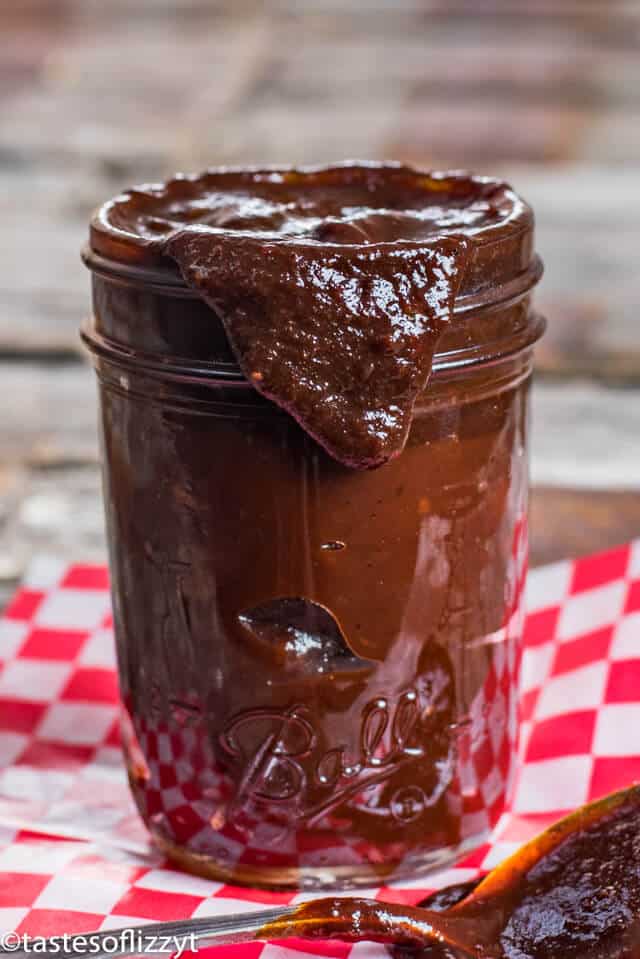 homemade bbq sauce in a mason jar