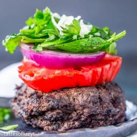 low carb burger with lettuce onion and tomato