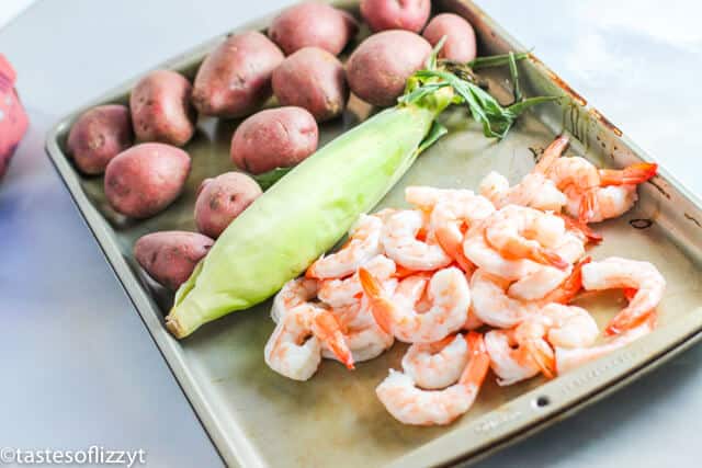 ingredients for grilled shrimp foil packets