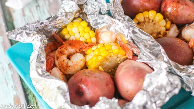 Grilled Shrimp Foil Packets Recipe with Seasoned Potatoes and Corn