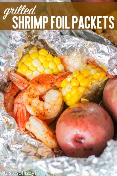 Grilled Shrimp Foil Packets Recipe with Seasoned Potatoes and Corn