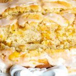 loaf of glazed peach bread