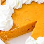 sweet potato pie recipe made from scratch with a slice removed