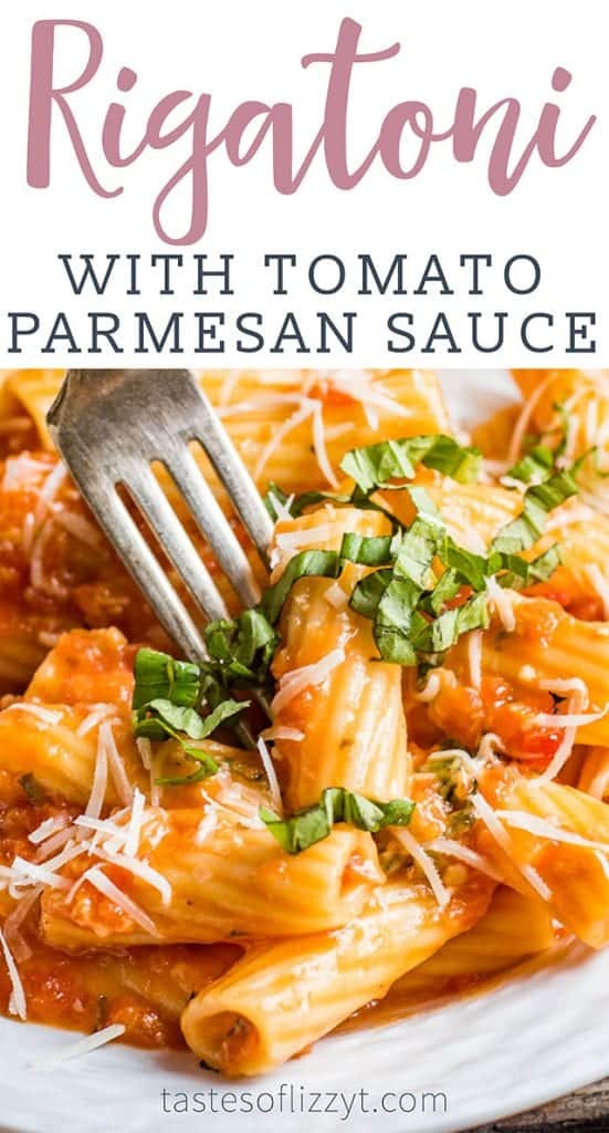 Rigatoni with Tomato Parmesan Sauce {Easy Meatless Dinner Recipe}