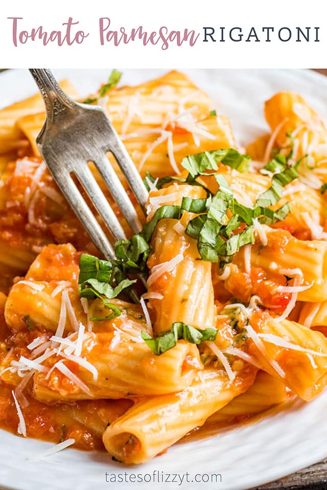 A plate of food, with Sauce and Rigatoni