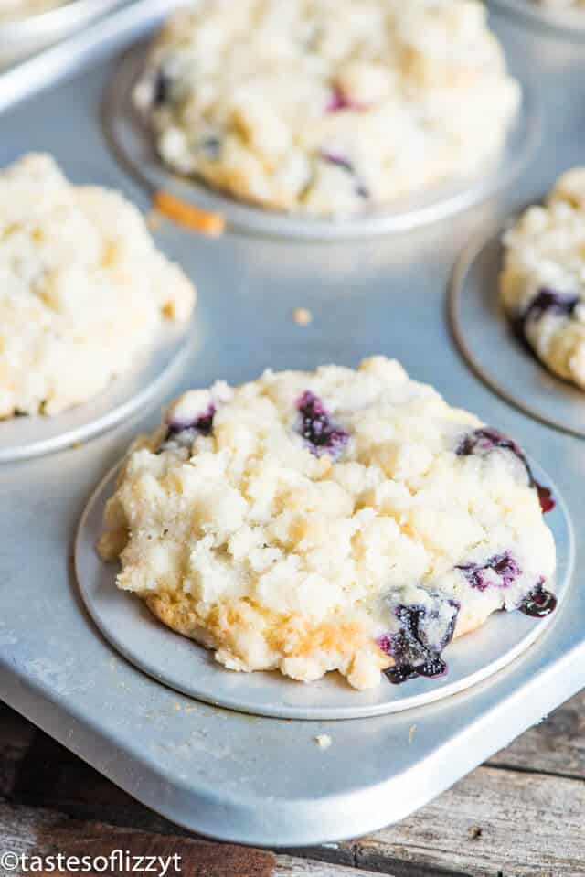 blueberry muffins in muffin pan
