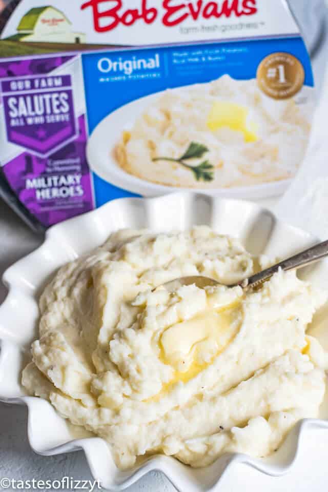 A plate of food, with Mashed potato