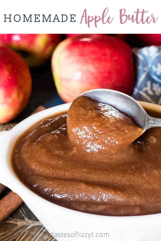 Homemade Apple Butter in a bowl with a spoon