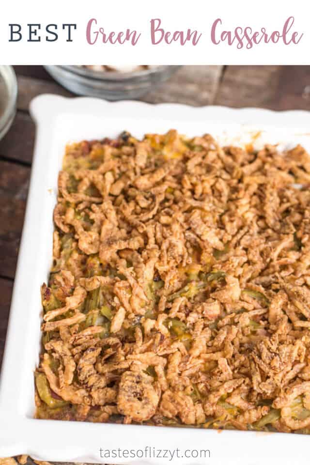 green bean casserole in a dish