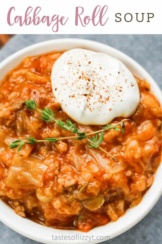 cabbage roll soup in a bowl