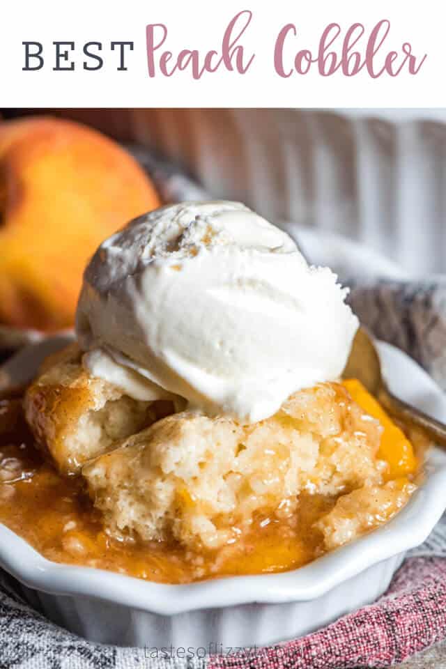 peach cobbler with ice cream