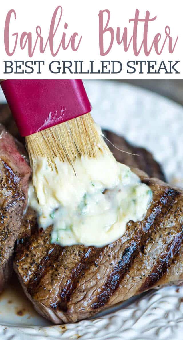 butter brushing on grilled steak