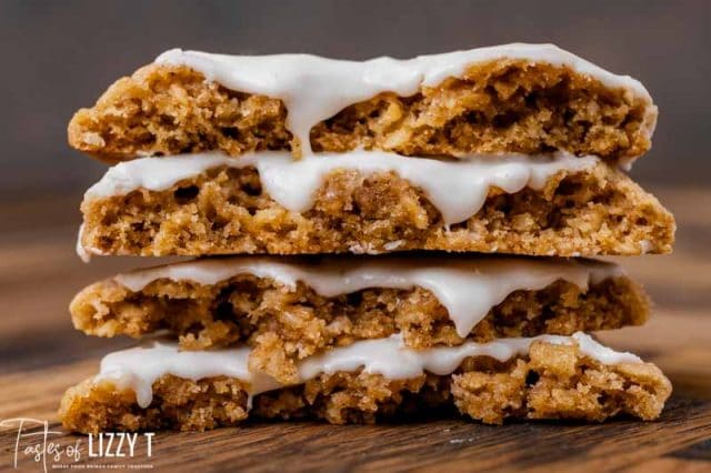 stack of oatmeal cookies cut in half