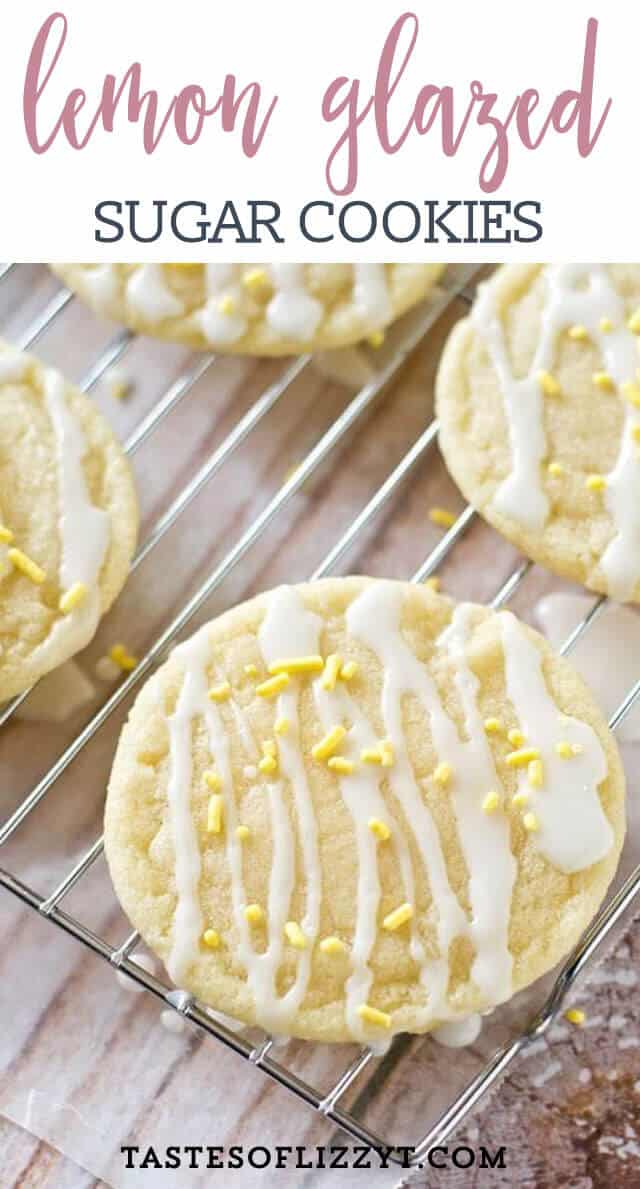 Light, tangy, crisp on the outside, chewy on the inside, soft lemon sugar cookies with a lemon glaze drizzle. Better than a bakery! 
