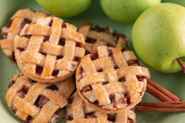 stack of mini apple pies