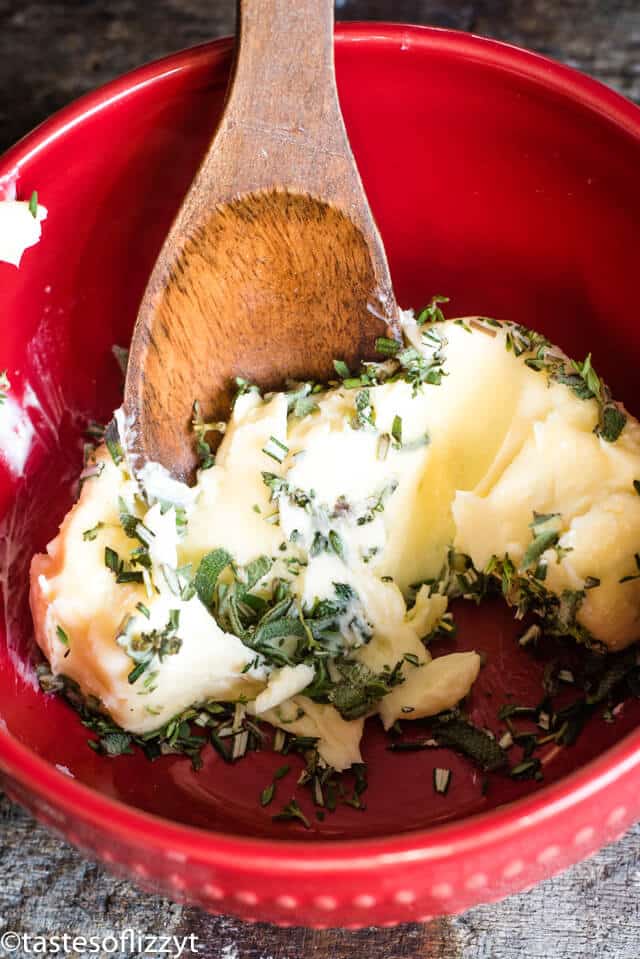 A bowl of food, with Butter and Herb