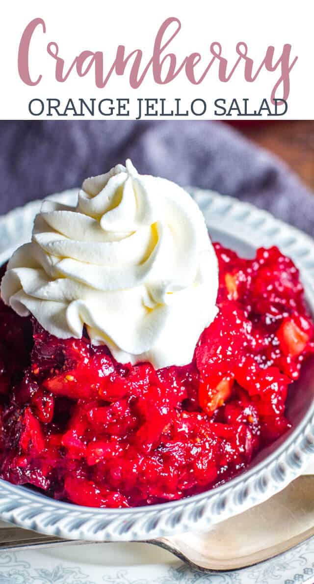 A close up of a cranberry orange jello salad title image