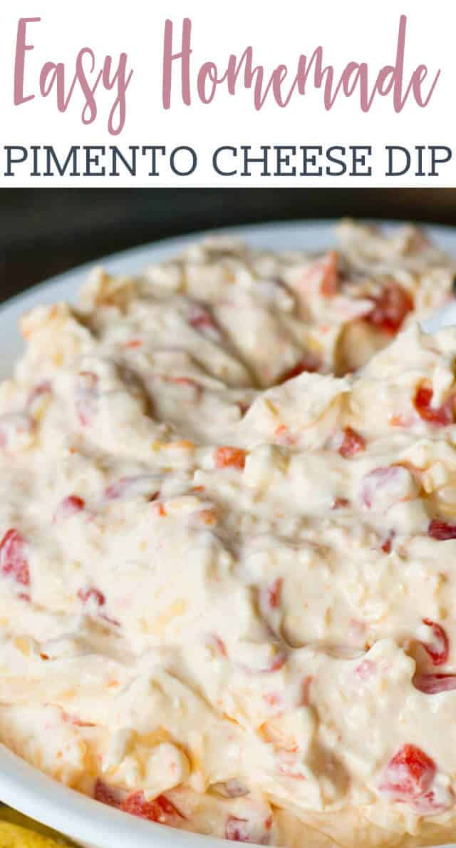 This simple pimento cheese dip is one of our classic family recipes that everyone loves.  We enjoy it alongside a bowl of hot soup.