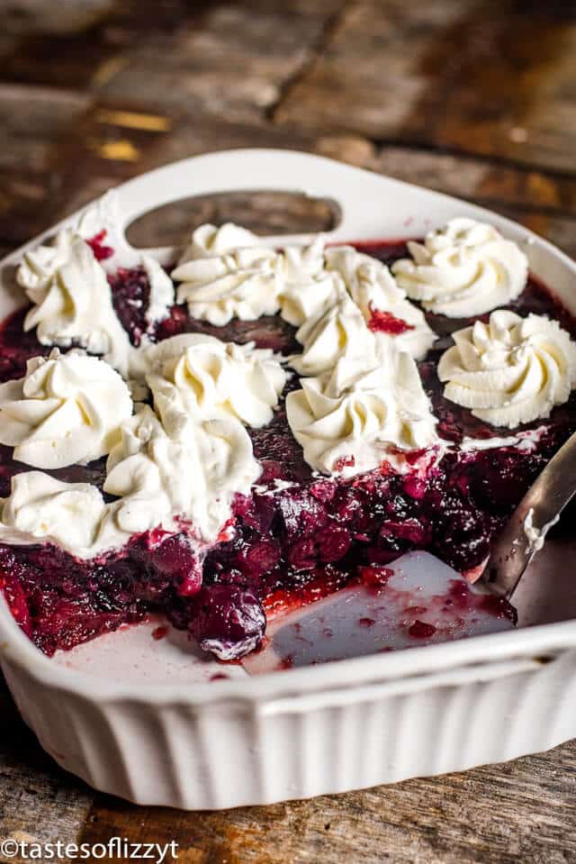 bing cherry jello in a serving dish