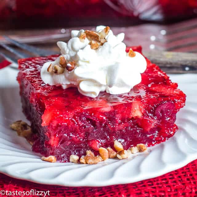 holiday jello salad on a plate