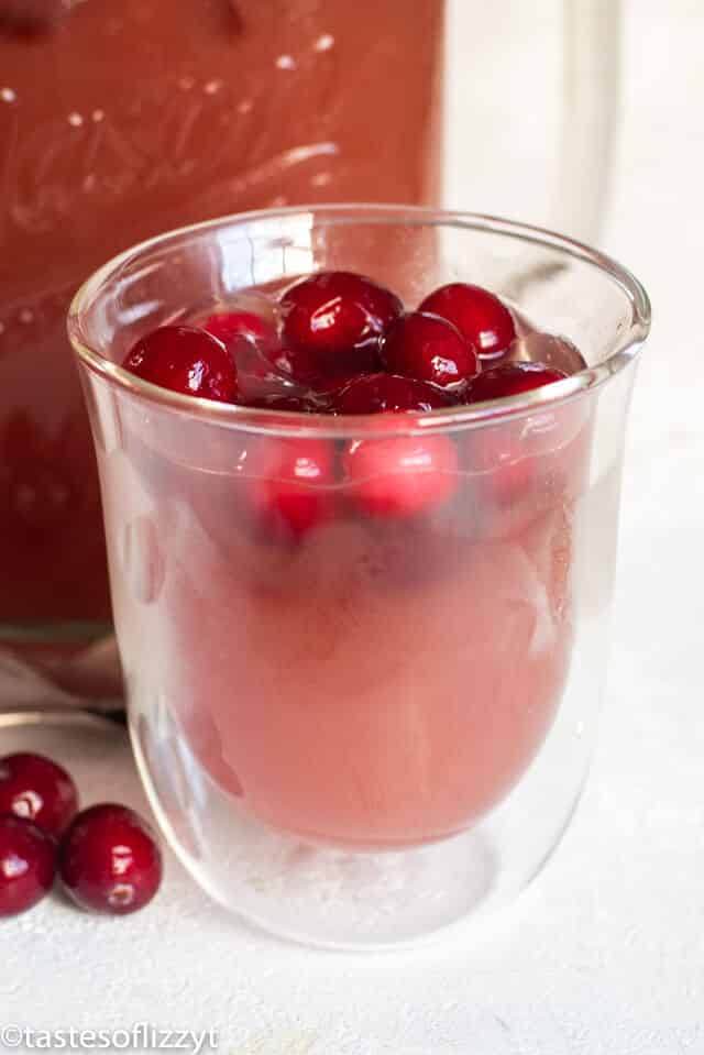 glass of cranberry punch