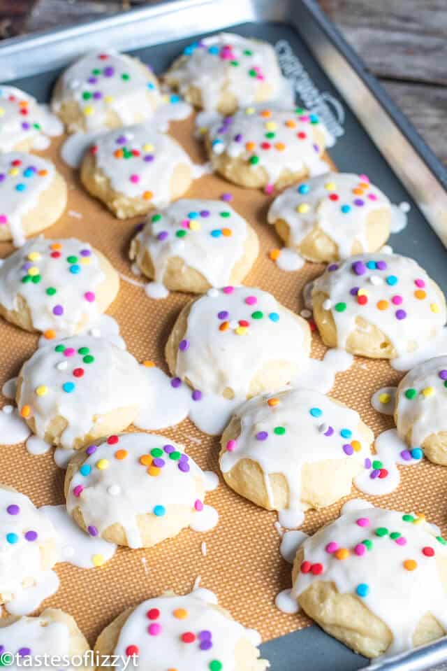 ricotta cookies on a baking sheet