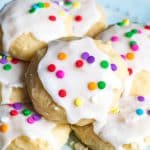 italian ricotta cookies with glaze and sprinkles