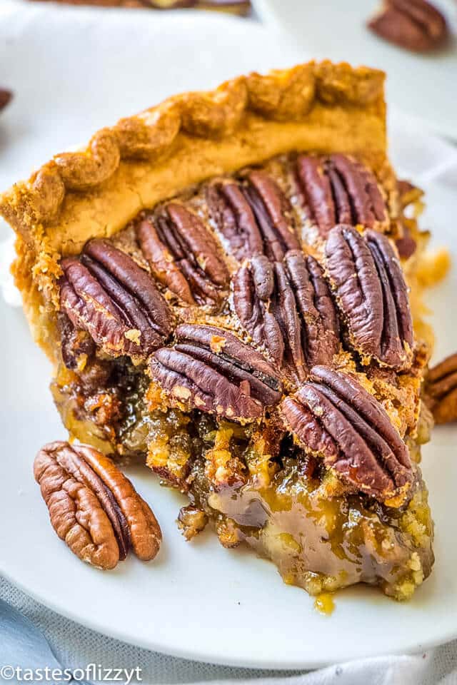 slice of pecan pie on a plate