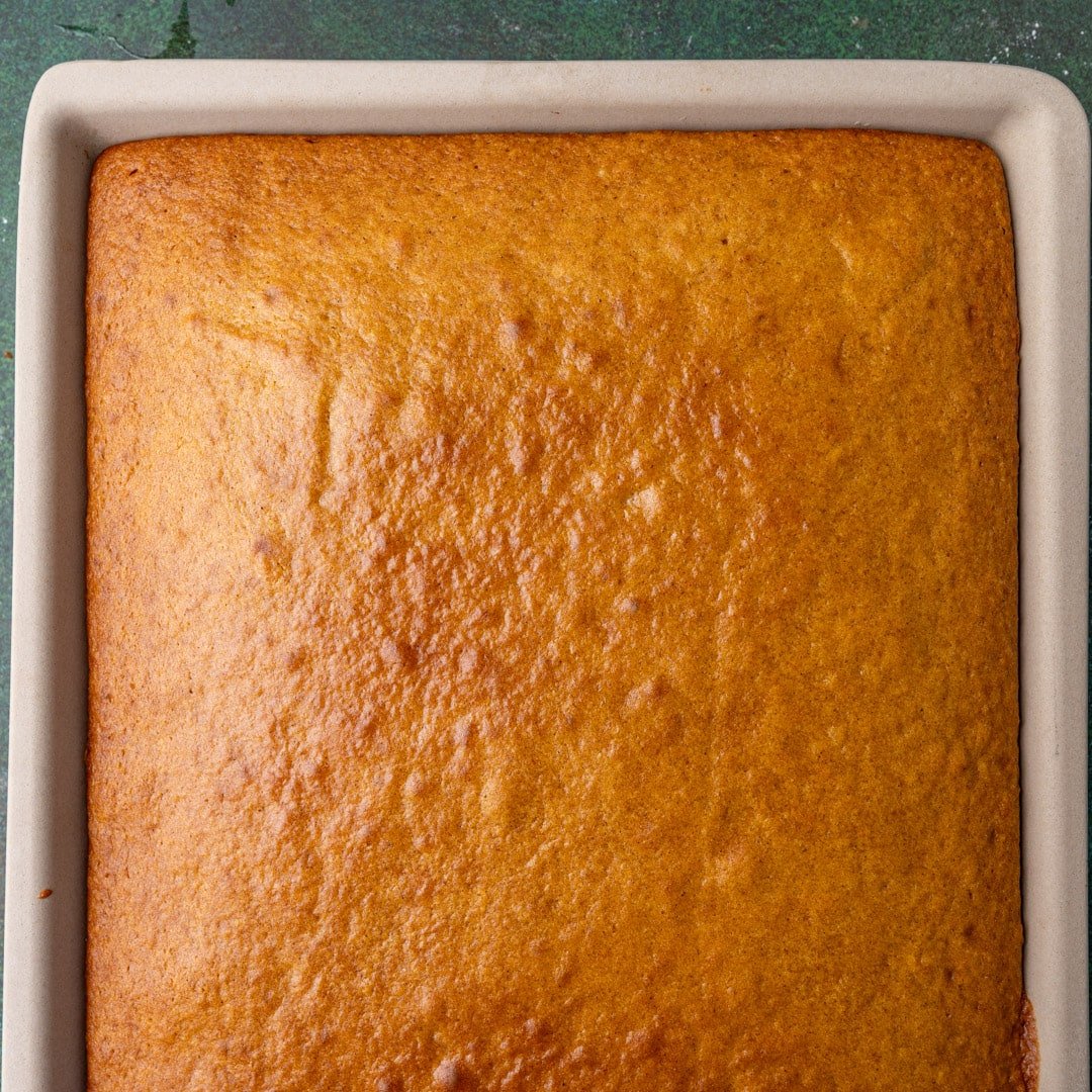 baked pumpkin cake in a pan