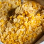 scalloped corn in a casserole