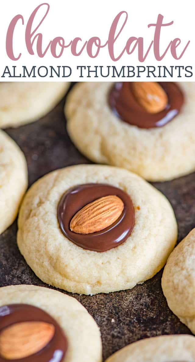 chocolate almond cookies on a baking sheet