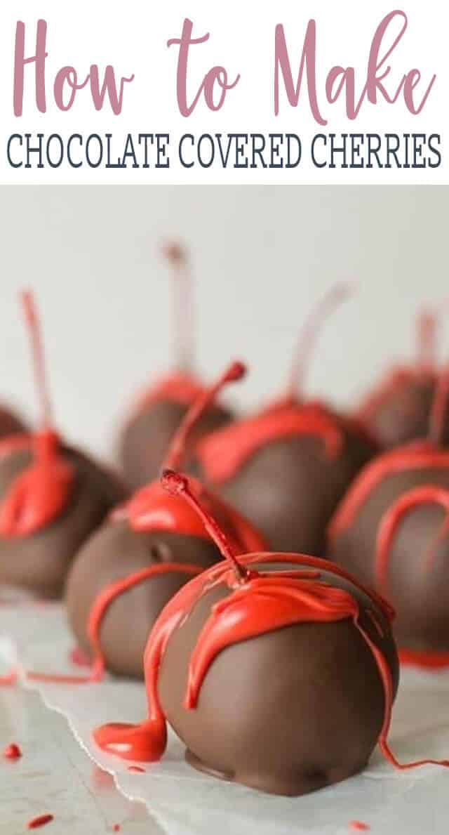 CHOCOLATE COVERED CHERRIES WITH RED DRIZZLE
