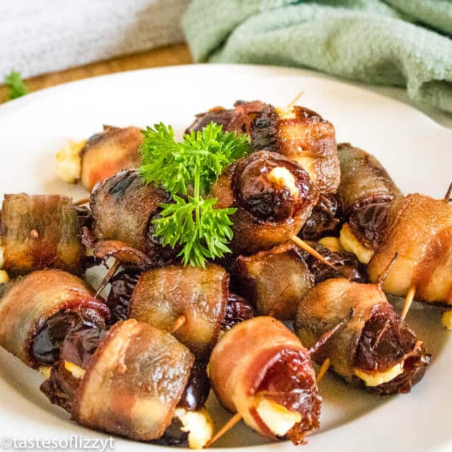 batch of stuffed dates with bacon