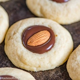 thumbprint cookies with chocolate and almond