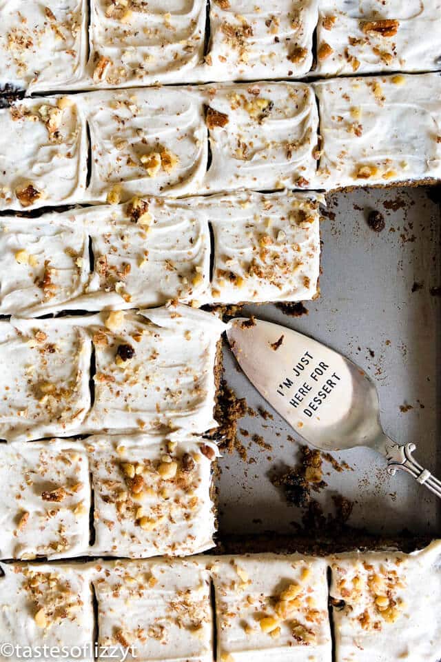 Christmas Fruit Cake Bars in sheet cake pan