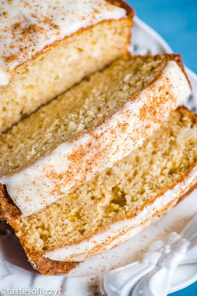 slices of glazed eggnog bread