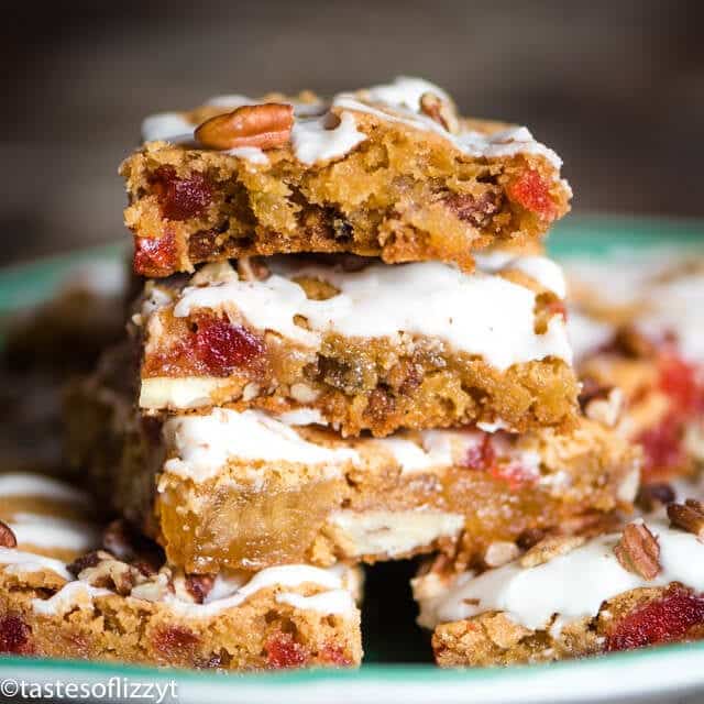 cookie bars with candied cherries and pineapple