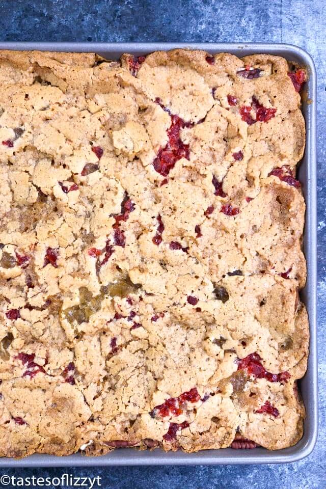 overhead view of baked cookie bars