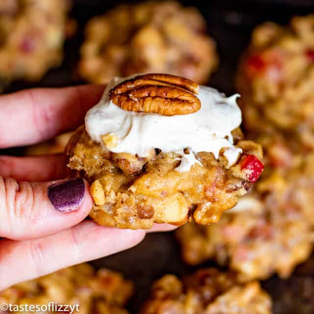 iced fruit cake cookies with pecans